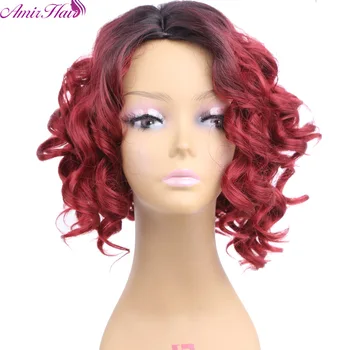 

Amir Hair Burg Ombre Wig Natural Synthetic Short Kinky Curly Wig Flutty 2 Tones Full Wigs For Women