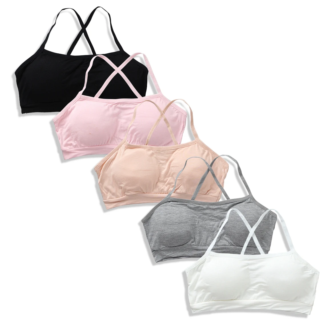 

Seamless Training Bra Kids soft Racerback Training Puberty Teens Teenage Underwear Girl Criss Cross Sport Lingerie 1pieces