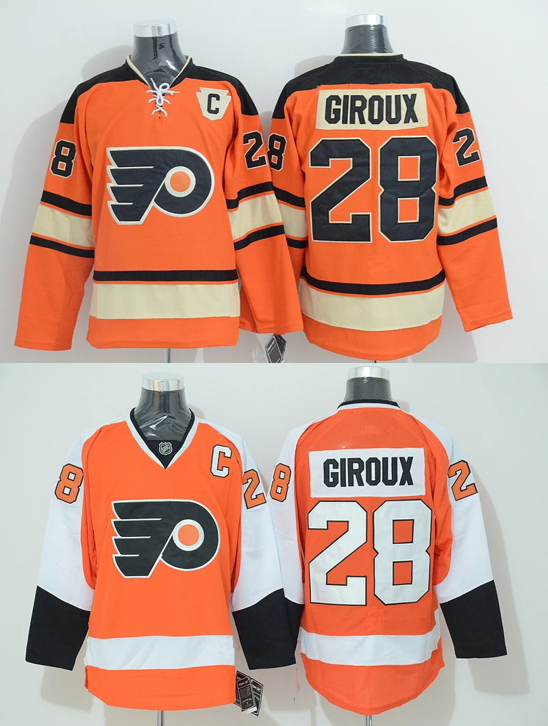 Claude Giroux Jersey Men's Flyers 28 Claude Giroux Home Orange Premier