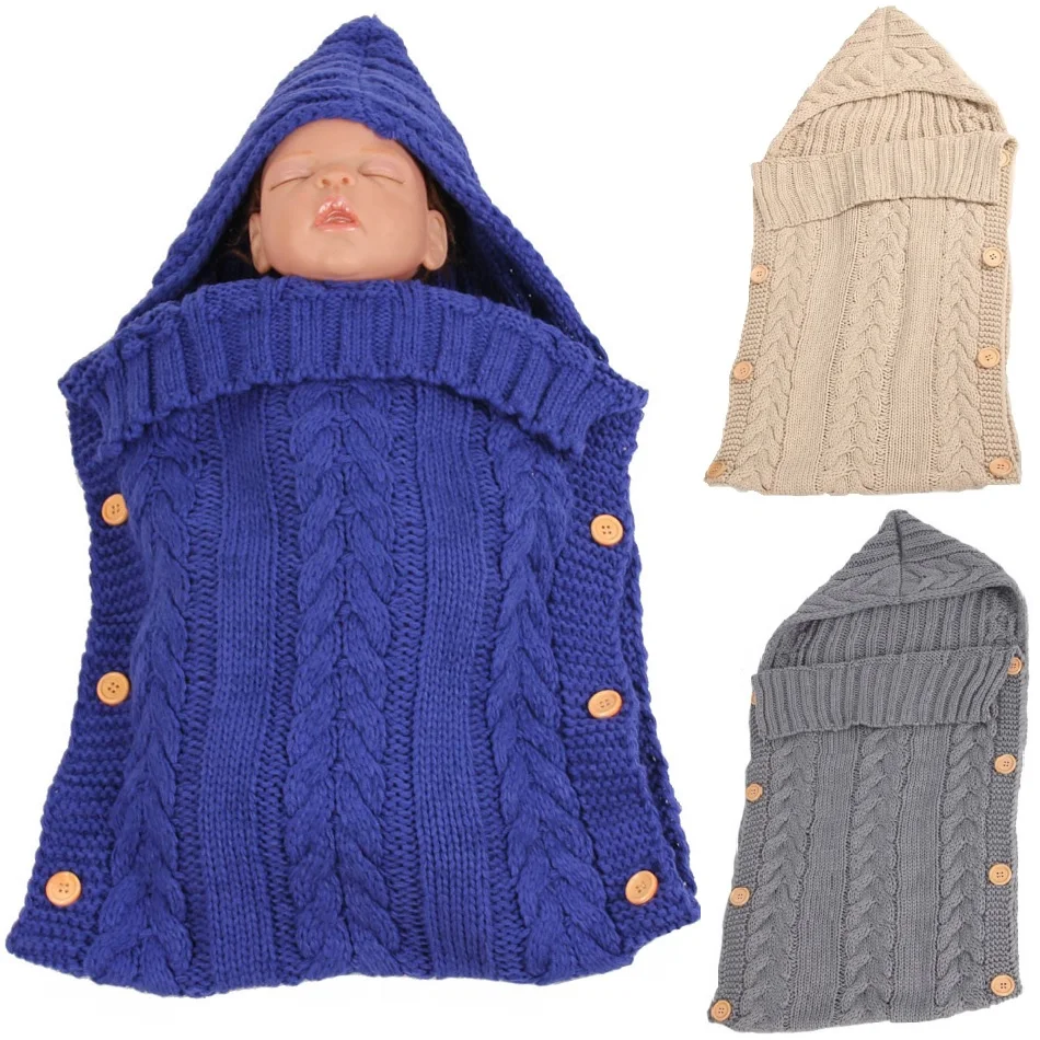 Wool Crochet Baby Girl Receiving Blankets Newborn Swaddling Towel Infant Wrap Sleeping Bag Boys