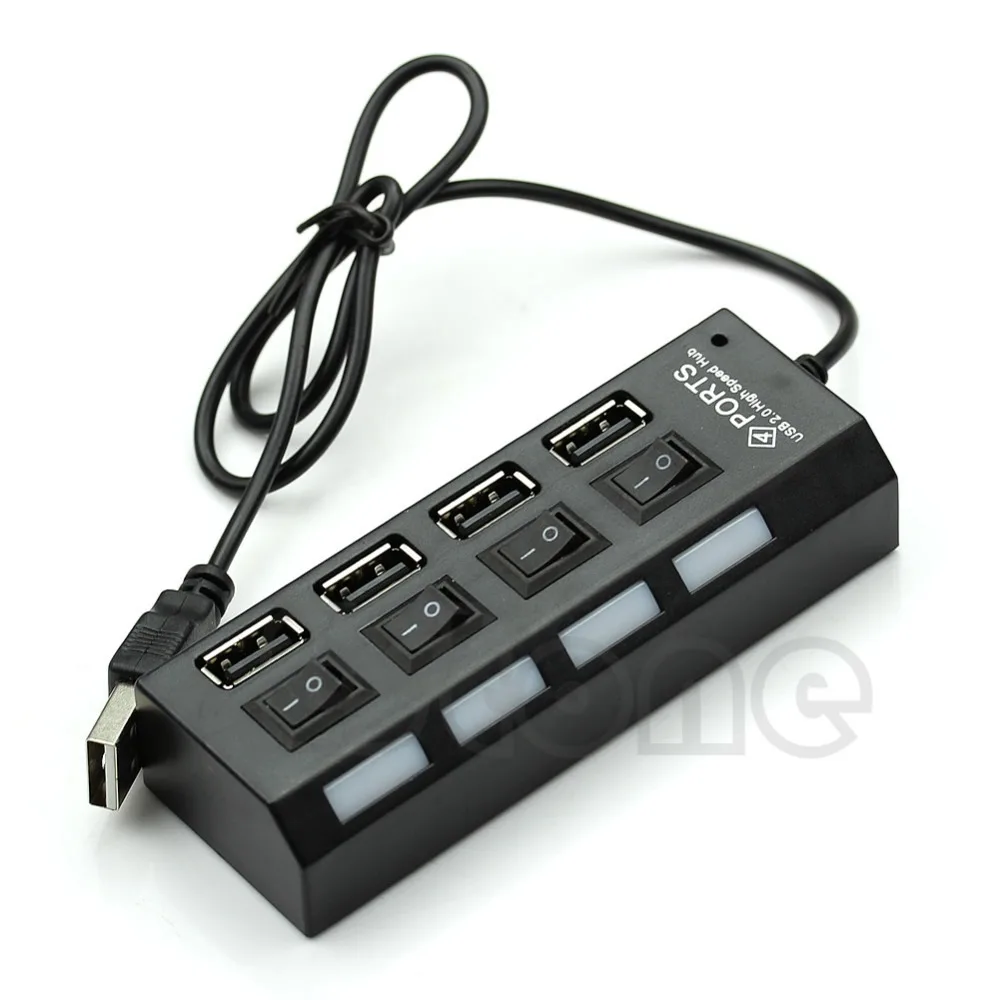 OOTDTY мульти расширение 4 порта USB 2 0 питания вкл/выкл переключатель LED концентратор