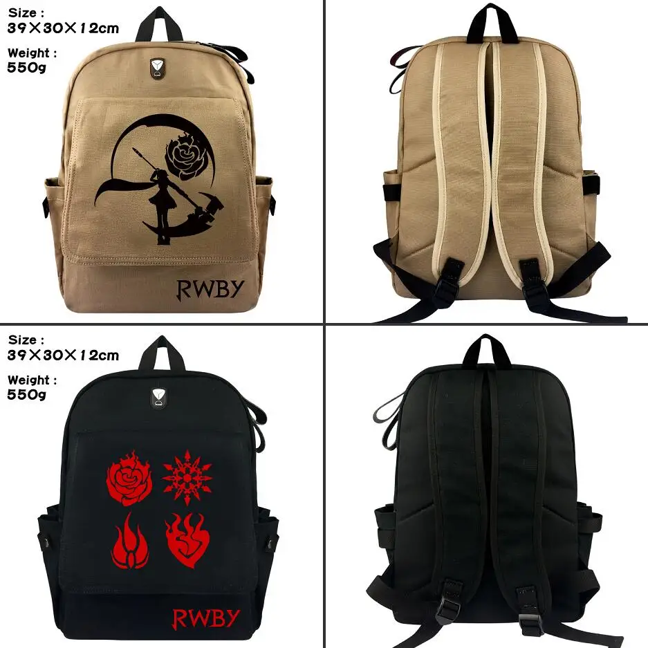 

RWBY Ruby Rose Crescent Rose canvas Backpack student School bag Casual Fashion zipper Rucksack Travel bag Shoulder Bag Bookbag