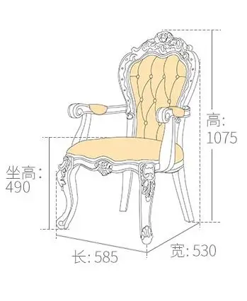 Французский дизайн мебель для столовой мраморный стол деревянная резьба наборы обеденных столов - Цвет: with arm chair
