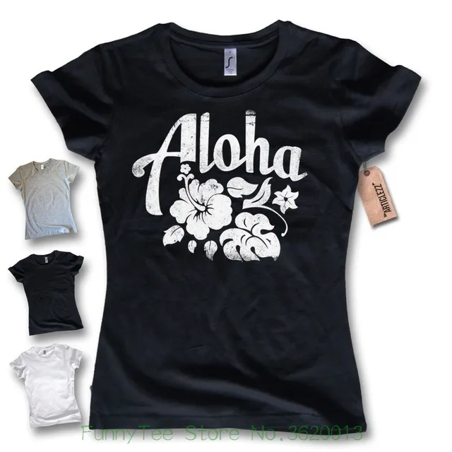 Women's Tee Ladies T shirt Aloha Surfer Hawaiian Party Retro Cotton