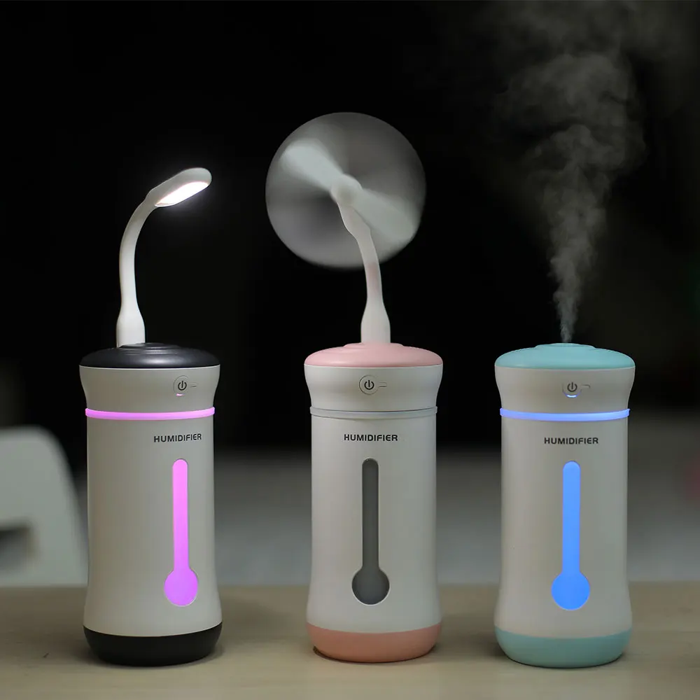 

220ML Portable Mini Cute Cup Humidifier Air Humidifier USB Cool Mist LED Night Light with 7 Color Breathing For Office Home