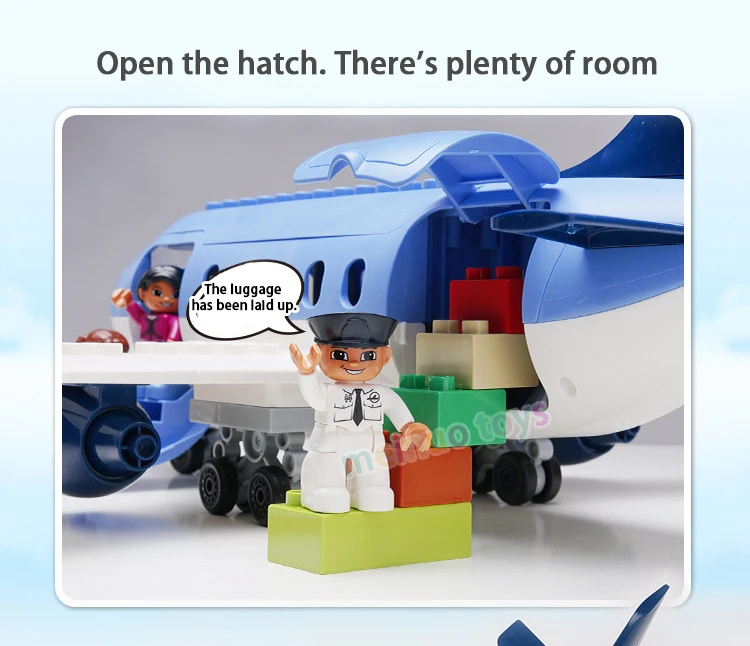 Модель Воздуха пассажирский самолет совместимый с Legoe Duplo большие строительные