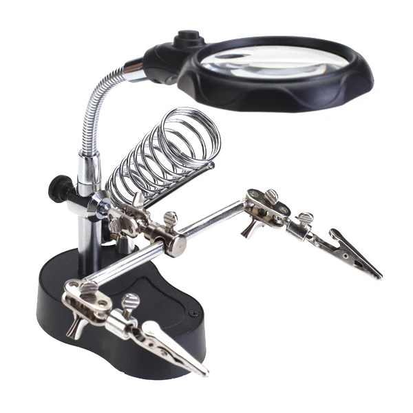 

LED Magnifier W/ Auxiliary Alligator Clip Stand For Electronics Soldering
