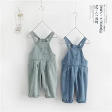 Джинсовый комбинезон для мальчиков и девочек, Осенняя детская одежда, длинные джинсовые штаны для мальчиков 1-6 лет