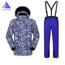 Векторный лыжный костюм мужской одиночный двойной доски открытый зимний костюм износостойкий теплый костюм с принтом походный лыжный костюм