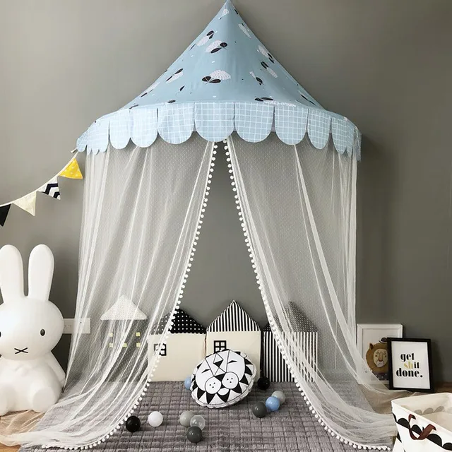 Foldable Crib Tent Kids Teepee Tents Children Play House Cotton Bed Tent Canopy Baby Room Decor