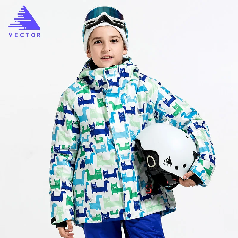 Векторные брендовые зимние лыжные куртки для мальчиков, теплые лыжные куртки для сноуборда, Детские ветрозащитные водонепроницаемые спортивные пальто для улицы HXF70014