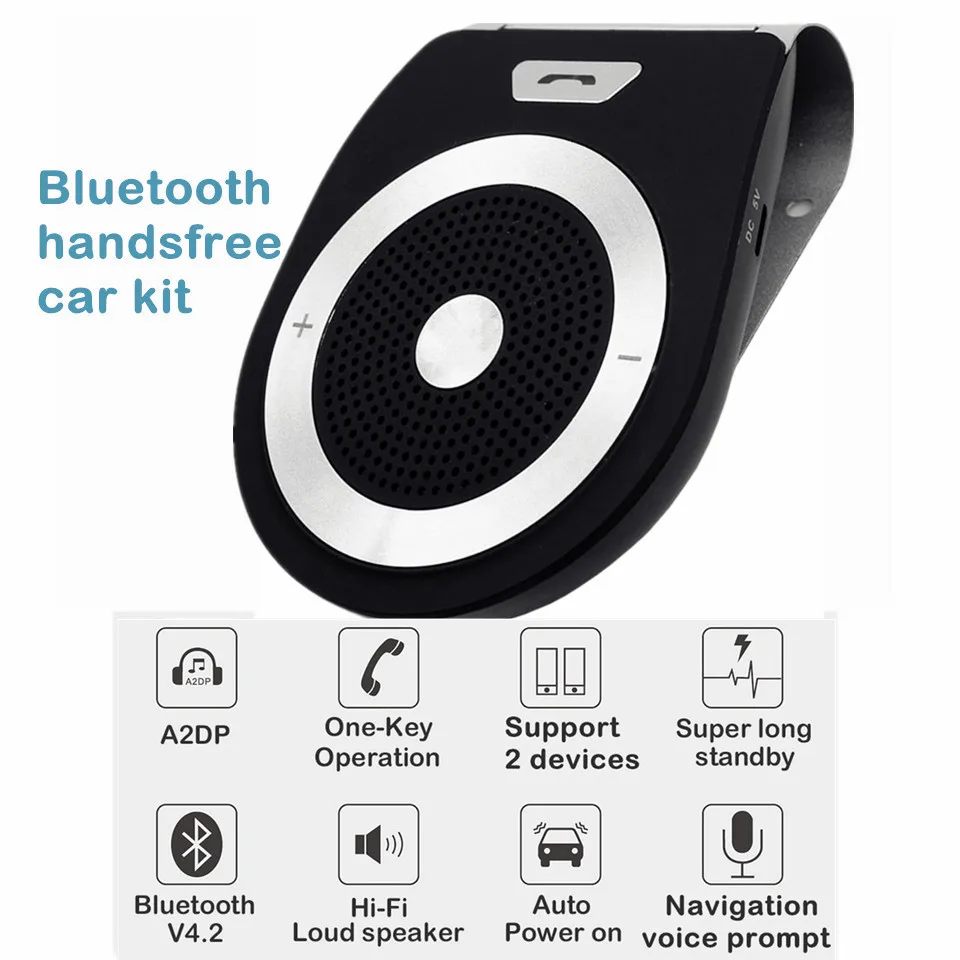 Bluetooth автомобильный комплект, громкая связь, динамик, телефон, 4,2 EDR, стерео, 3 Ватта, динамик, беспроводной приемник с солнцезащитным козырьком, зажим для samsung IPhone