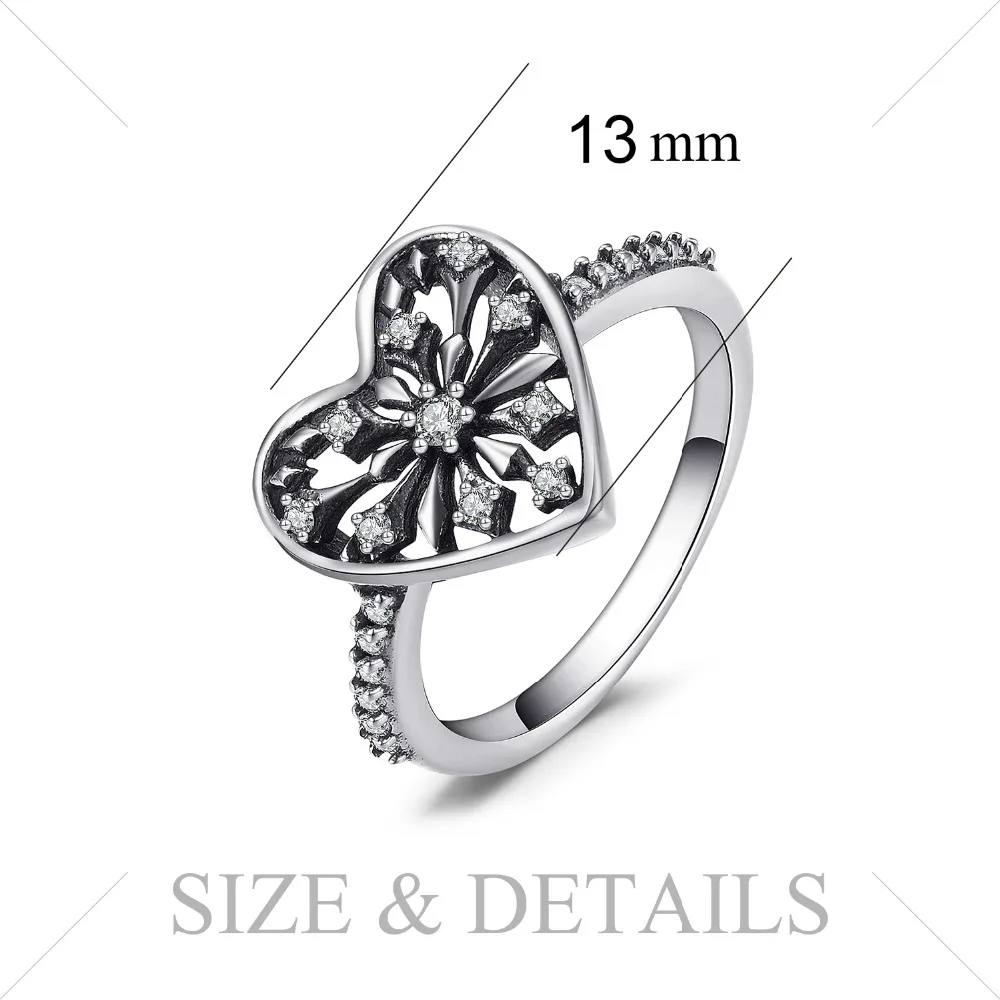 JewelryPalace 925 Sterling Silver GLiter Heart Ring Spring Flower Anniversary Gift Women Fashion Jewelry New Design Hot Selling