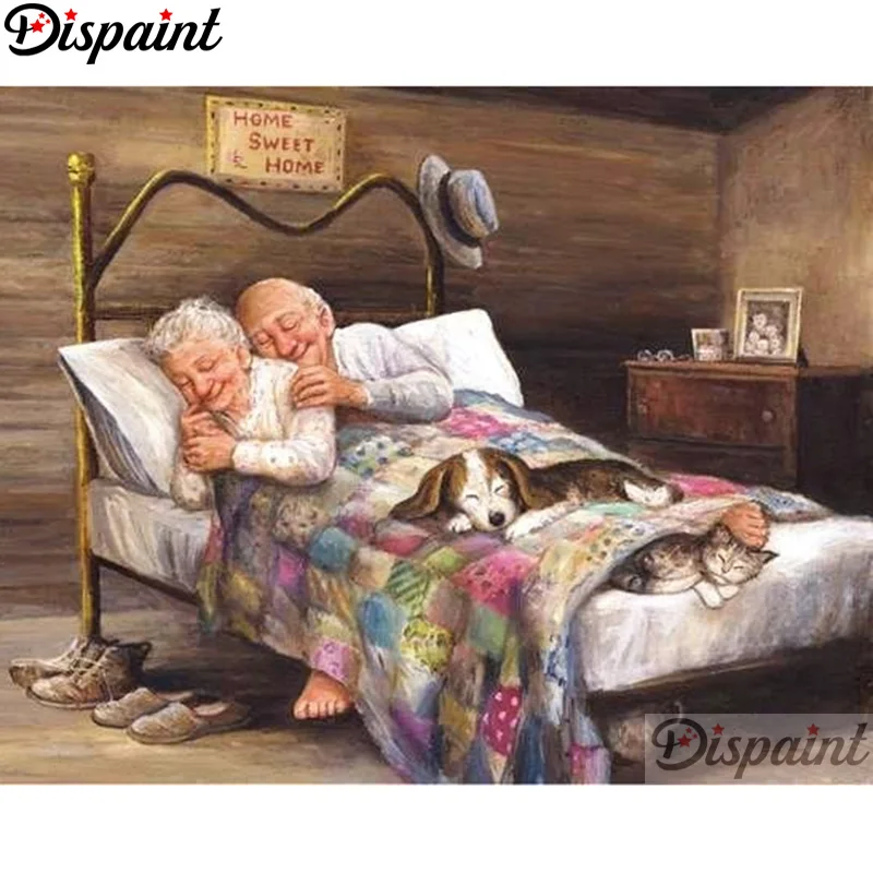 

Dispaint Full Square/Round Drill 5D DIY Diamond Painting "Old man sleeping" Embroidery Cross Stitch 3D Home Decor A11413
