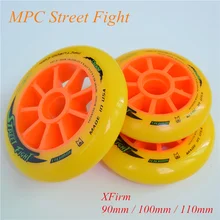 Rua luta laranja 110mm 100mm 90mm inline velocidade patins roda para mpc asfalto chão corrida de rua maratona competição rodas
