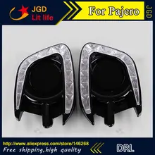 Free shipping ! 12V 6000k LED DRL Daytime running light for Mitsubishi Pajero Sport Fog lamp frame Fog light