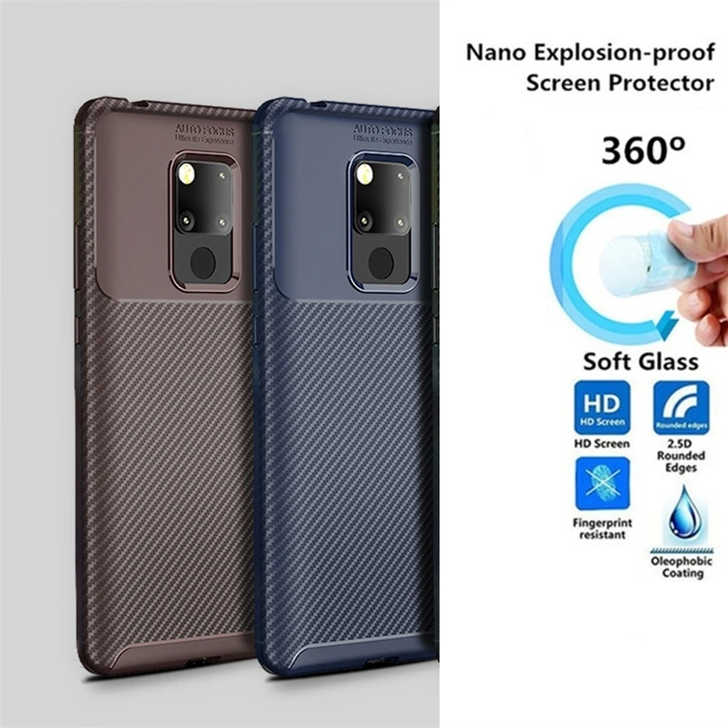 Чехол из углеродного волокна для Huawei Mate 20 X мягкий чехол ТПУ с защитой от