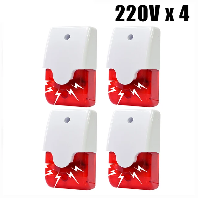 Indoor Wired Siren Alarm System Home Security 115dB Strobe Flashing Red