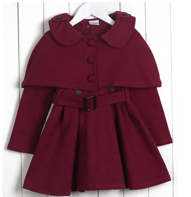 

Kids Girls Dresses 2019 New Winter Solid Fashion Princess Long Sleeve Double Breasted Thicken Dresses Baby Girls Clothing 6ds042