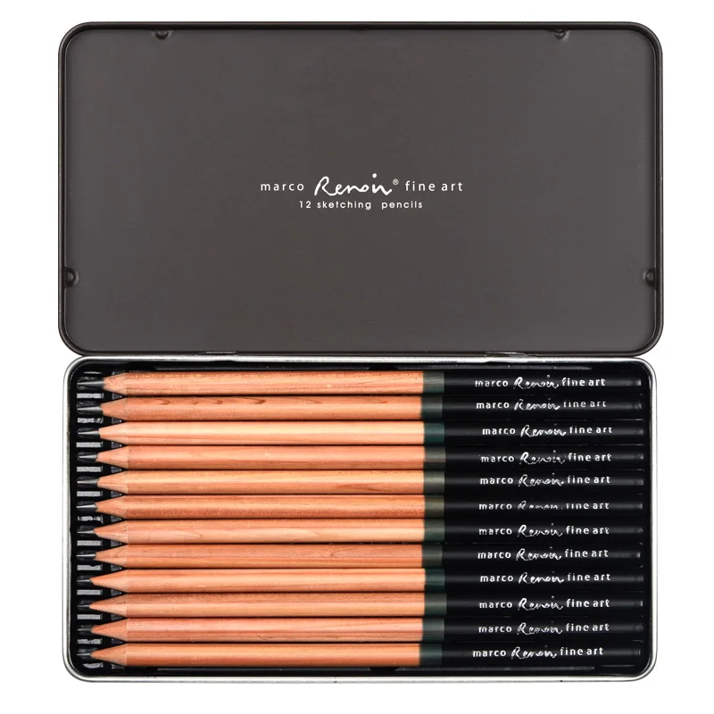 

Marco Renoir 12 Colors Pencil Set lapices de colores profesionales Crayons Colouring Drawing Pencils Set Wholesale H/F/HB/B/2B