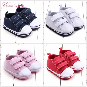

Solid Canvas Baby Shoes Newborn Boys Girls First Walkers Infant Toddler Soft Bottom Anti-slip Prewalker Sneakers