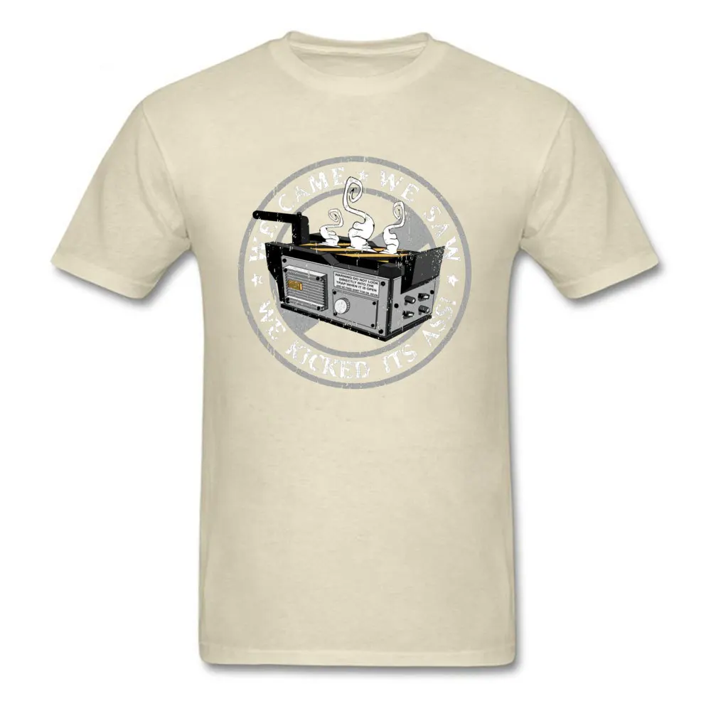Fashionablecosie Short Sleeve Tops Shirt VALENTINE DAY Newest Crewneck Cotton Tee Shirts Mens T-Shirt Birthday  We came we saw we kicked its ass 12673 beige