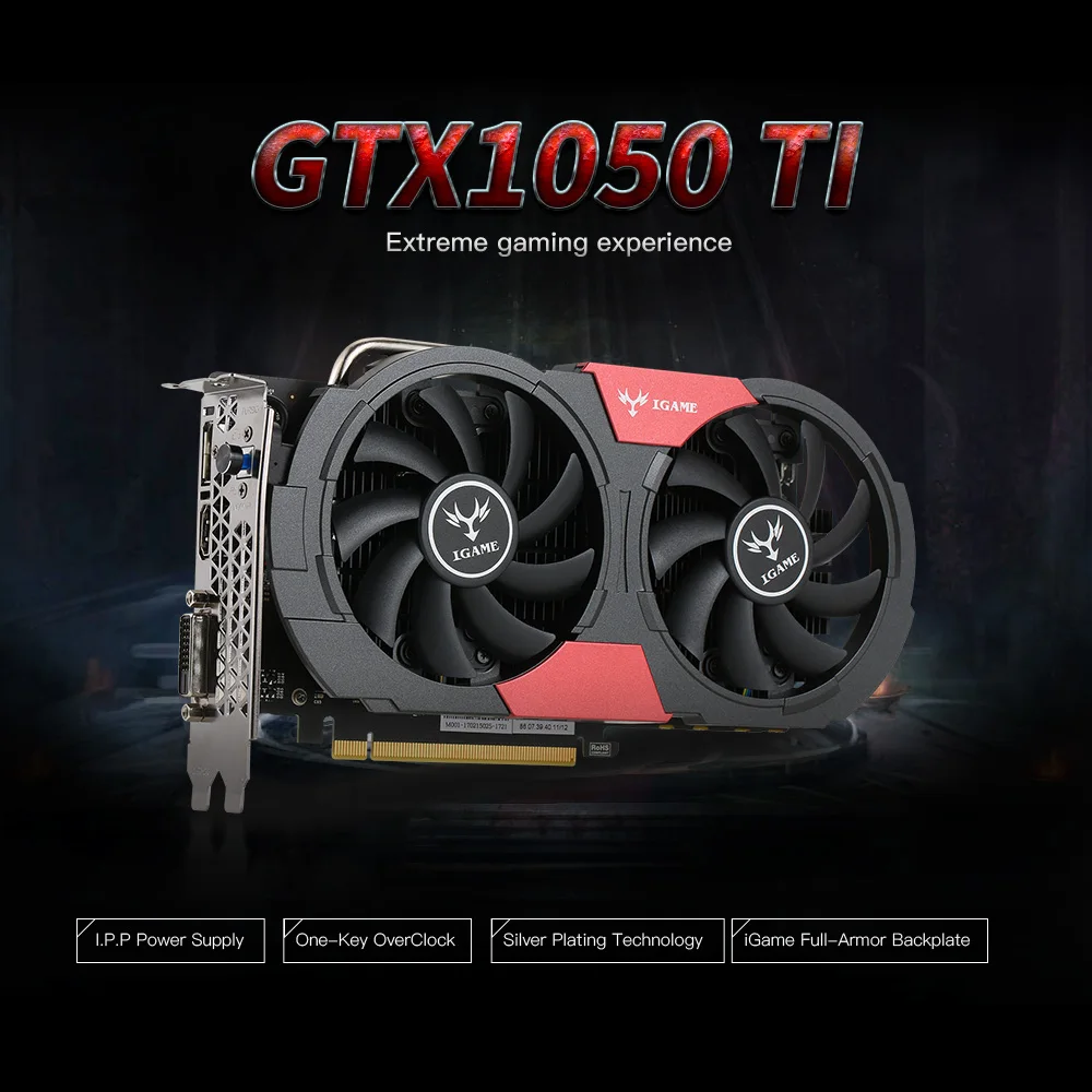 Красочные видеокарты GeForce GTX iGame 1050Ti GPU 4 Гб 128 бит 14 нм 7000 МГц игровая видеокарта GDDR5 PCI-E X16 3,0 DVI+ HDMI+ DP 3 порта