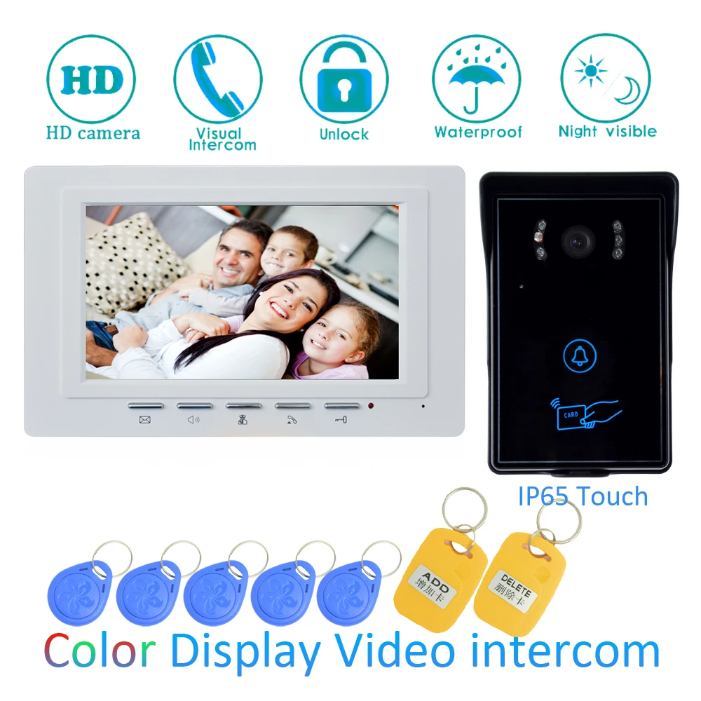 Best (1 SET)Touch button Video Intercom Improvement tool Door Phone 7 #039; #039; Monitor RFID Card Unlock Release Function Door Bell System