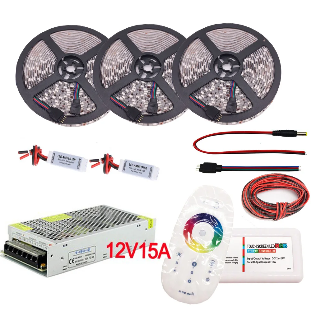 5 M 20 5050 SMD RGB набор светодиодных лент 60led/m DC12V Led Гибкий свет + 2 4G RF пульт