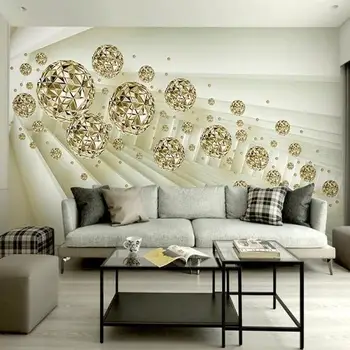 

Custom Photo Mural Wallpaper 3D Stereo Abstract Space Golden Ball Modern Fashion Interior Background Wall Decorative Painting