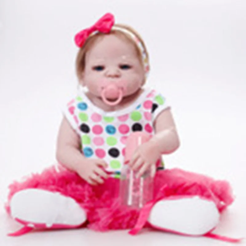 Lifelike Silicone Reborn Dolls Kids Toys font b Bebe b font Reborn Girl 55cm Full Body