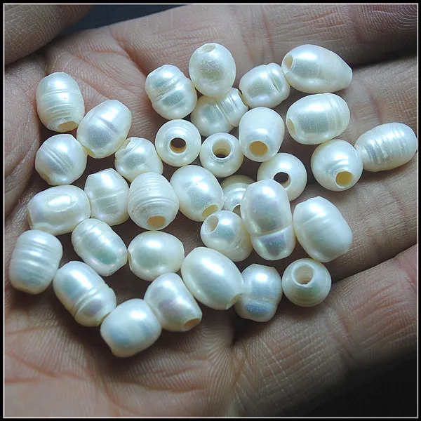 50 шт белые бусины из культивированного пресноводного жемчуга 8-9 мм с большим отверстием 3,0 мм бусины для женщин для изготовления браслетов