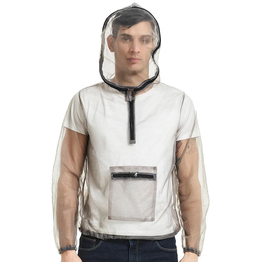 

Outdoor Survival Mesh Hooded Bug Jacket Anti-mosquito Protective Mesh Shirt Insect Shield for Camping Hiking Fishing Gardening
