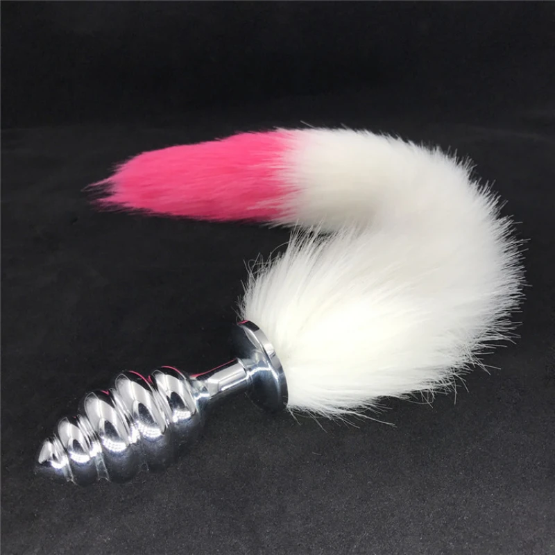 Fox Tail Anal Plug Stainless Steel Beads Butt White with Pink Dilator Sex Toys for Couples Gift H8-84C | Красота и здоровье