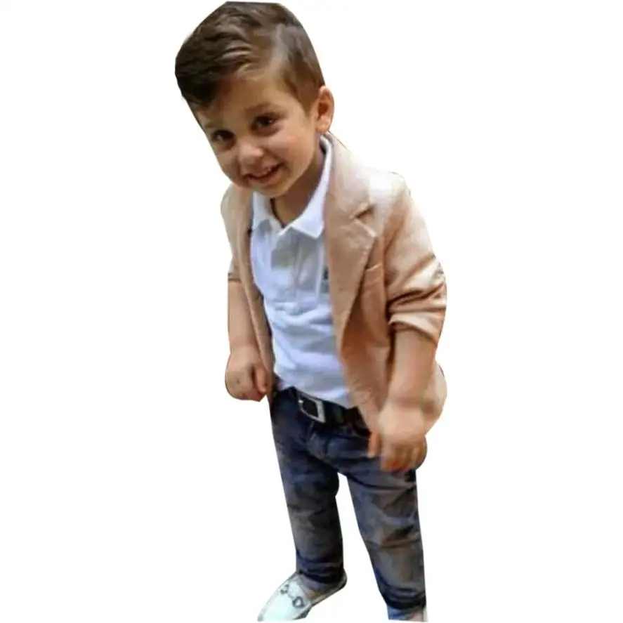 

2017 Spring and Autumn 3pcs Kids Baby Boy Gentleman Coat+Shirt+Jeans Pants Trousers Clothes Outfits Set D40