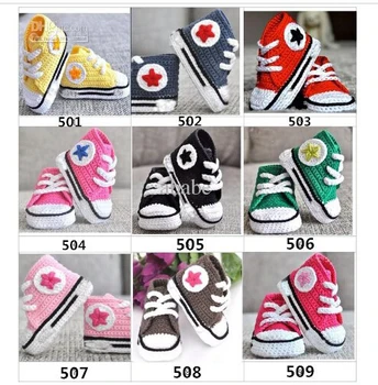 

New style 9 color Baby crochet sneakers tennis booties boy girls infant sport shoes cotton 0-12M size 10pairs/lot custom