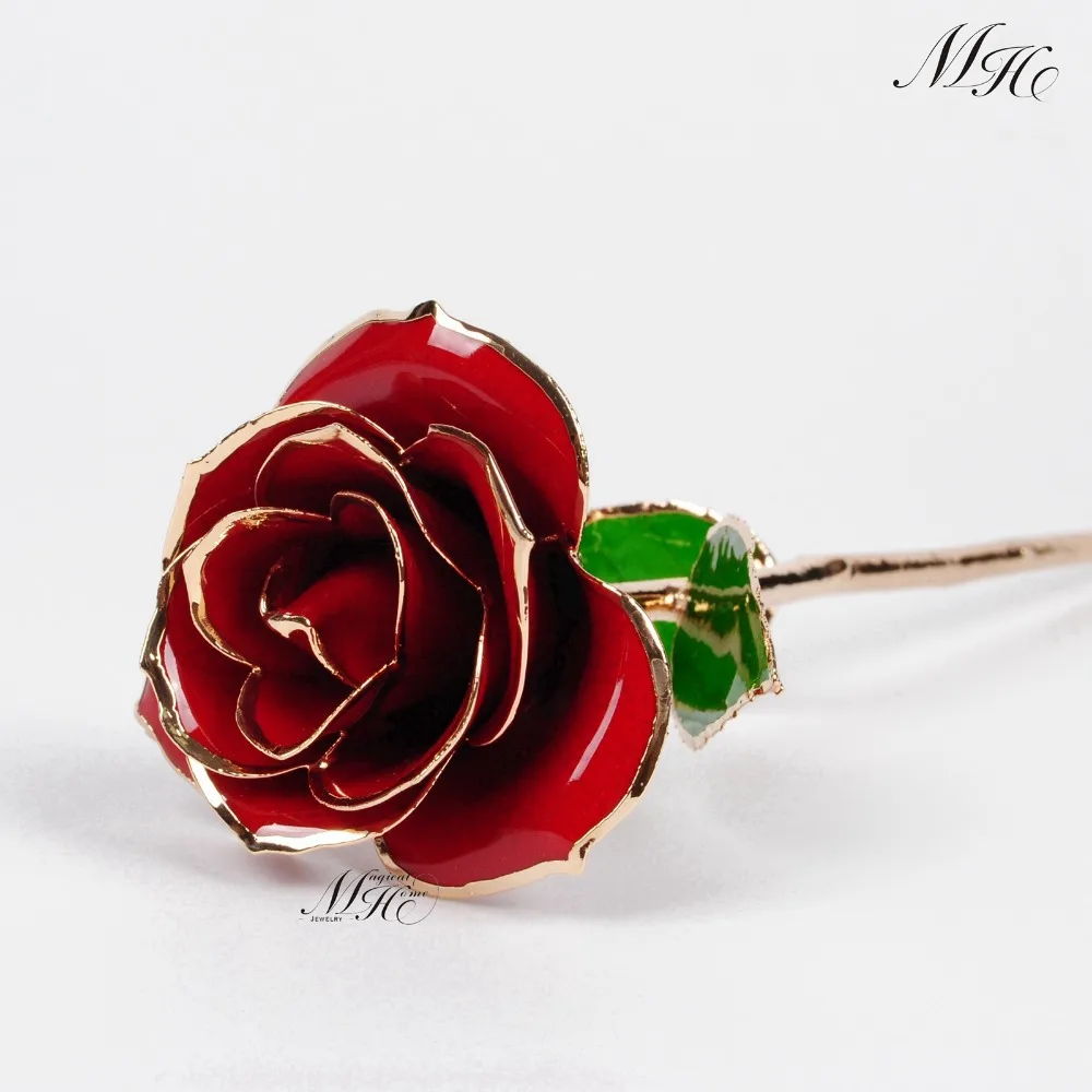 Love Forever Long Stem Dipped 24k Gold Foil Trim Rose For lover Mother Friends Love Forever Long Stem Dipped 24k Gold Foil Trim Rose For lover Mother Friends