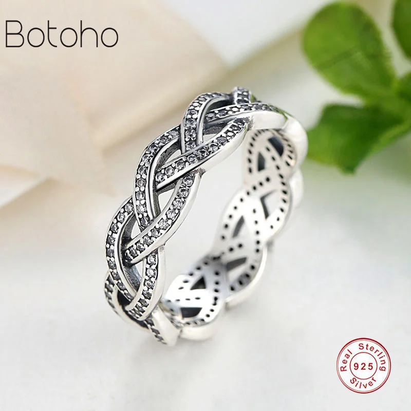 

925 sterling silver stackable women ring woven engagement wedding ring ladies ring geometric sterling silver jewelry charms 2018