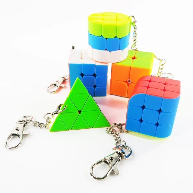 Mini Keychain Magic Cube Puzzle Toy 2x2x2 3x3x3 Trihedral Cylinder Pyramid Cubo Magico Educational For Children Gift 1