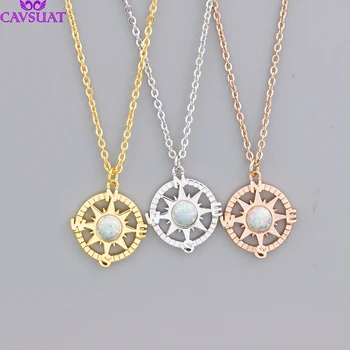 

Wholesale 10pcs Simple Compass Opal Pendant Necklaces For Women Men Statement Jewelry Bridesmaid Gift Collane Donna