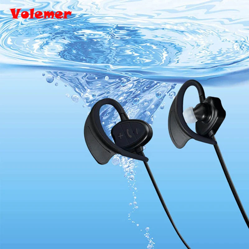 

Volemer New IP8 IPX8 Waterproof earbuds Wireless Bluetooth Headset for sport Stereo Handsfree earphone With Microphone for Phone