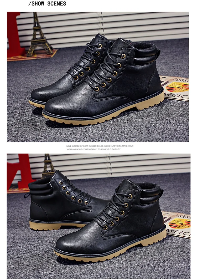 2018 new Genuine Leather Men Boots Autumn Winter Ankle Boots Fashion Footwear Lace Up Shoes Men High Quality Vintage Men Shoes (13)