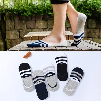 

Summer breathable cotton men's socks Creative striped cotton socks men's shallow mouth invisible socks boat socks