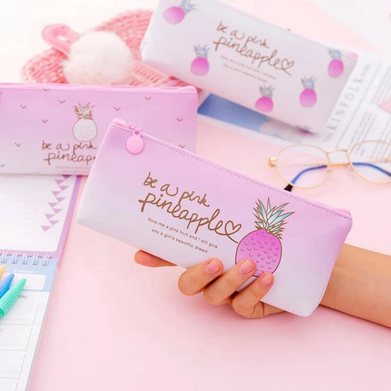 Creative PU Women Cosmetic Bag Pink Pineapple Portable Makeup Bag Necessarie Storage Zipper Large Capacity Make Up Case Creative PU Women Cosmetic Bag Pink Pineapple Portable Makeup Bag Necessarie Storage Zipper Large Capacity Make Up Case