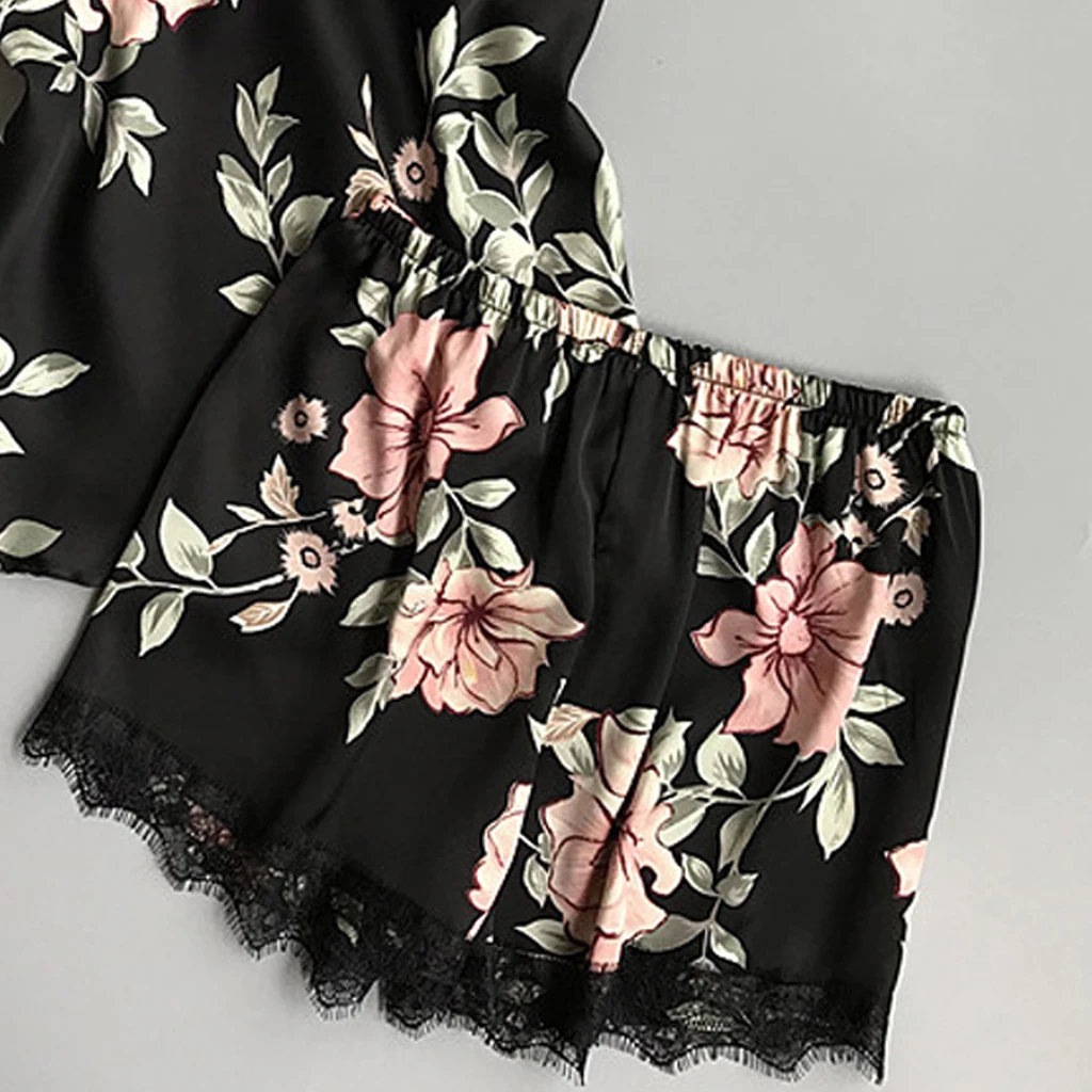 Комплект сексуальной пижамы кружевная одежда для сна, женское белье Цветочная Ночная рубашка без рукавов