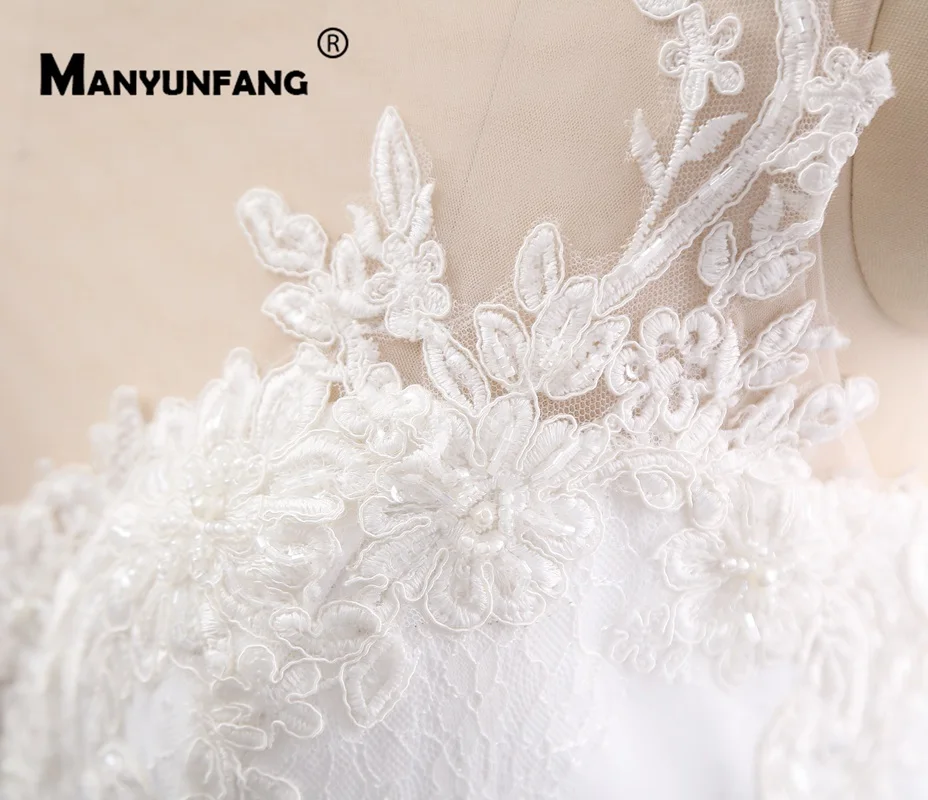 Вышитый тюль с кружевными аппликациями Robe BLANCHE Mariage роскошное свадебное платье реальное изображение Bridedress плюс Размеры