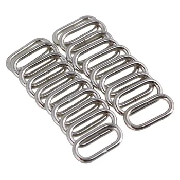 

Silver Metal Iron Plated Oval Shape Strap Purse Bag Buckle Loop Ring Pack of 20