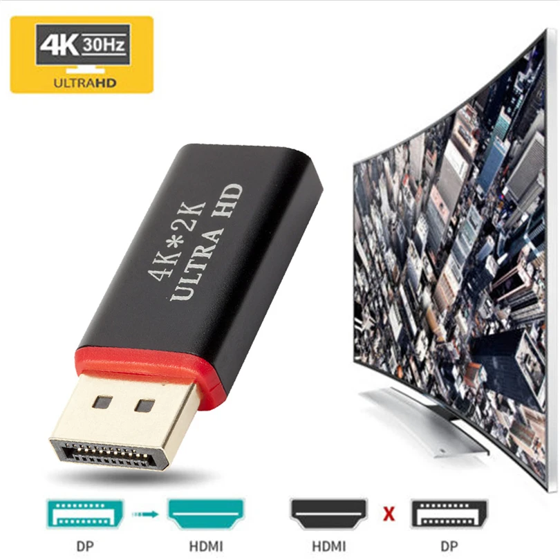 Feniores 2 шт. DP to HDMI конвертер 4 K* 2 K 30 Гц видео аудио разъем Дисплей Порты и разъёмы к HDMI адаптер Женский на обоих концах для подключения внешних устройств к HDTV ПК A20