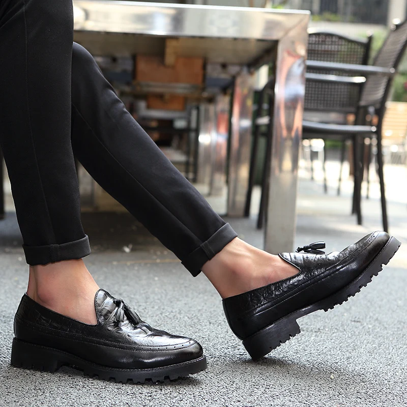 men fashion shoes leather luxury brand italian formal tassel dress footwear designer snake skin platform oxford shoes for men (4)