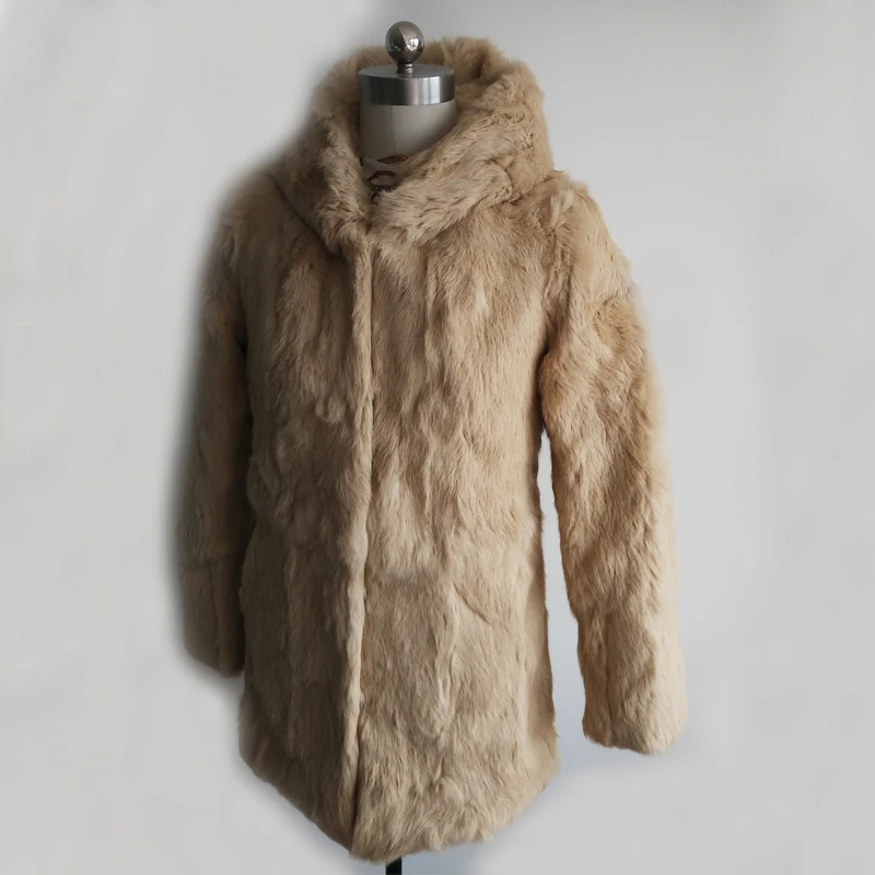 

Real Rabbit Fur Hood Coat Full Pelt Fur Jacket Whole Skin Rabbit Fur Coat Wholesale Retail Customize Brand Fur Hot Sale KSR56